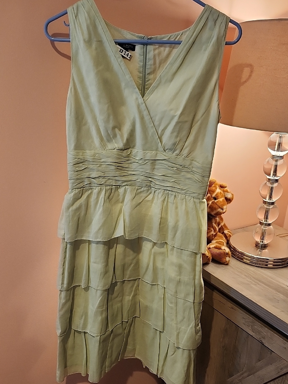 Talbots Light Green Sleeveless V-Neck Tiered Dress